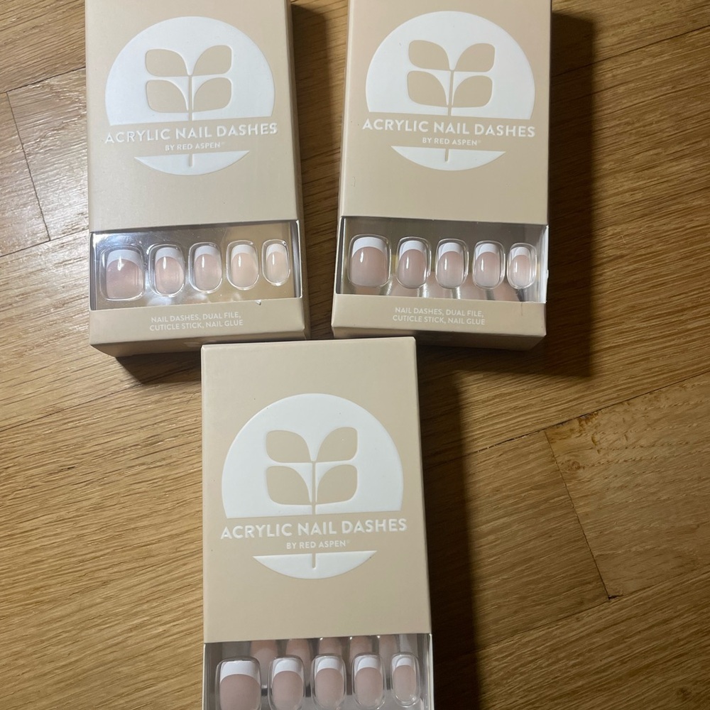 Red Aspen Nude Press-On Nails Short Squaroval French